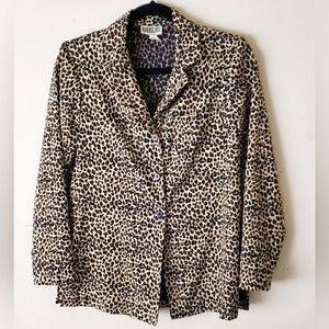 Robbie Bee Womens Cheetah Print Blazer